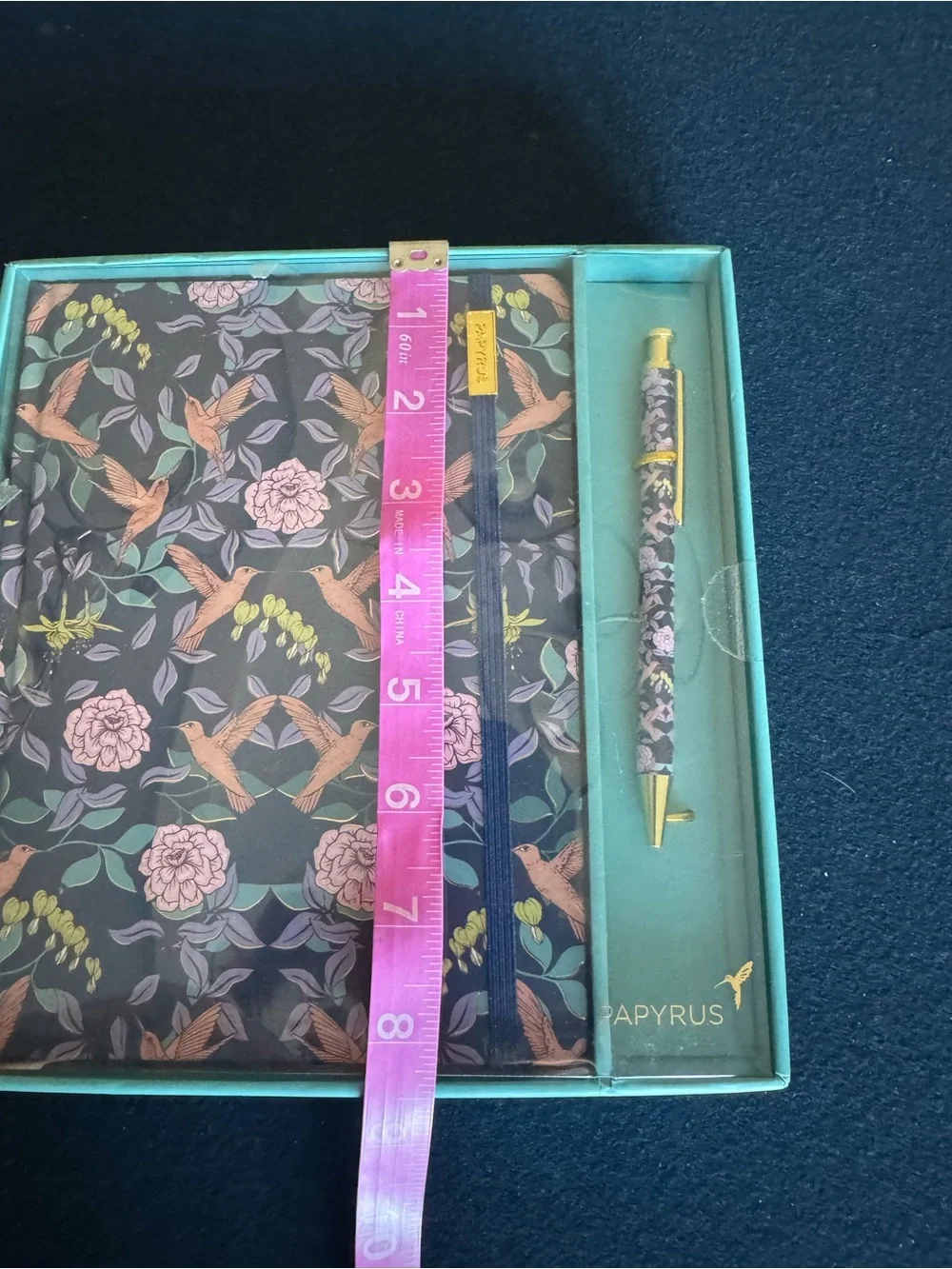 Papyrus Teal Gift Box beautiful notebook& coordinating pen. Floral/bird design